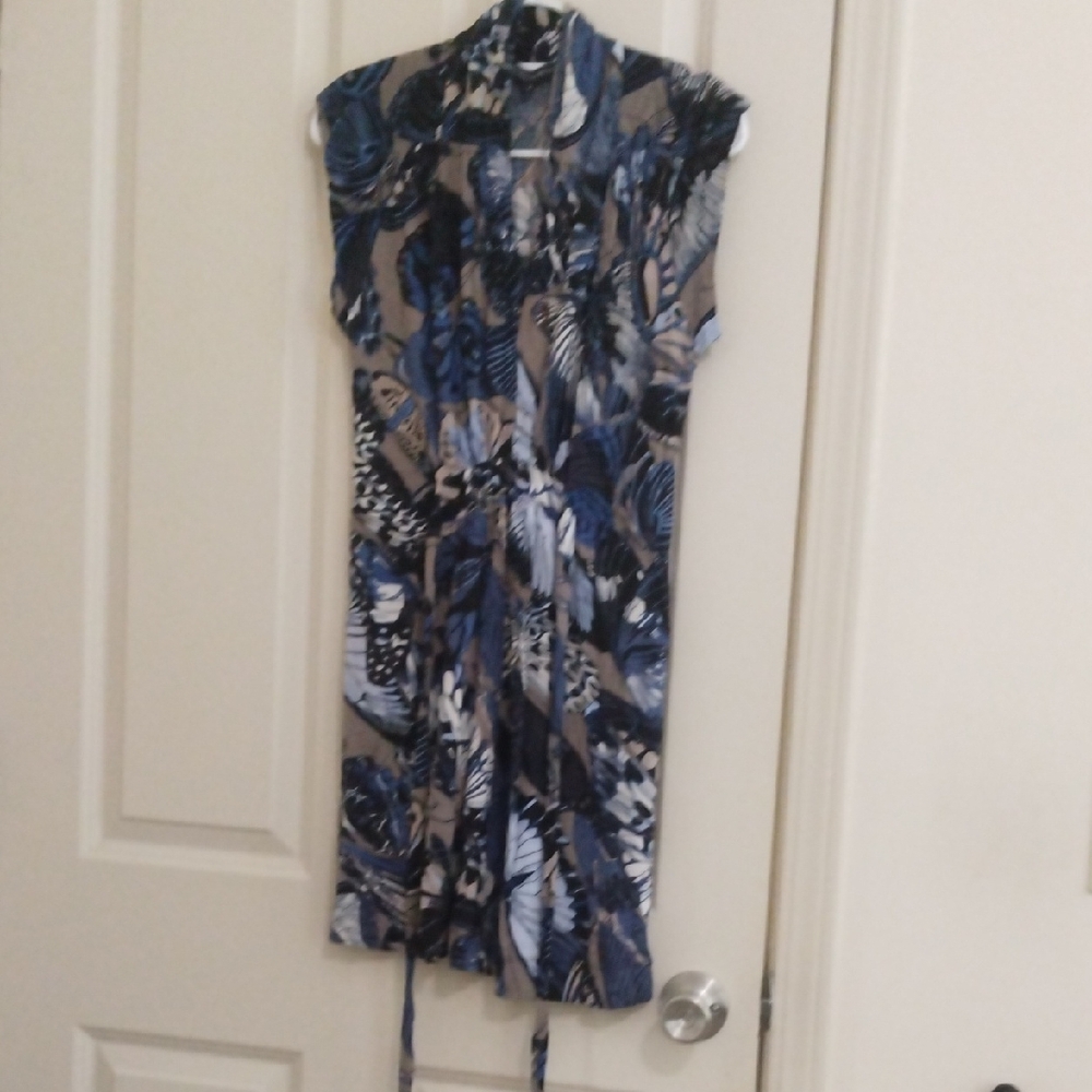French Connection Blue and Beige Patterned Dress